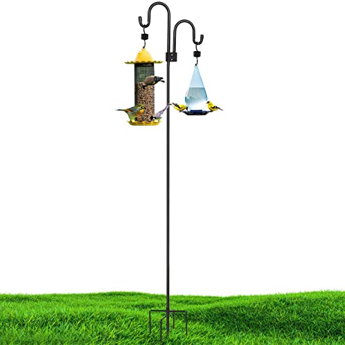 Shepherds Hooks for Outdoor,92 Inch Bird Feeder Pole, Heavy Duty Shepherds Hook for Bird Feeders for Outside Shepard Hook Stick Tall Hummingbird Feeder Stand Bird Feeder Hanger Hanging Plants 1 Pack