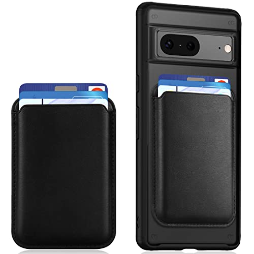 TIANNIUKE Magnetic Case for Google Pixel 7,Translucent Matte Anti-Fingerprint,Compatible with MagSafe,[with Magnetic Leather Wallet] Magsafe Wallet,Protective Case for Pixel 7 Case (Black)