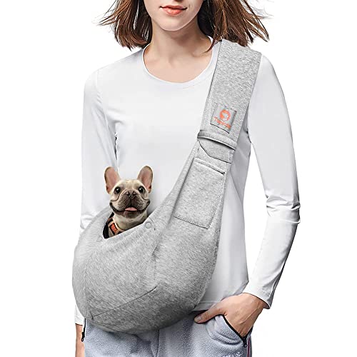 TOMKAS Dog Sling Carrier for Small Dogs Dog and Cat Sling Carrier  Hands Free Reversible Pet Papoose Bag - Soft Pouch and Tote