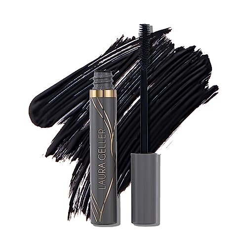 LAURA GELLER Always There Waterproof Lengthening Mascara in Black | - Lengthening, Defining, Curling, Buildable Formula Eye Makeup- Innovative Lengthening Brush- 1 count