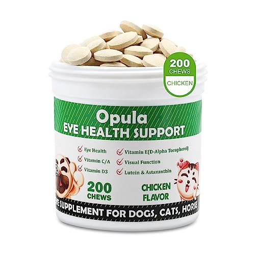 Eye Supplements for Dogs- 200 Eye Chews for Vision Support- Eye Vitamins for Large and Small Cats Dogs Eye Care with Lutein, Omega-3 EPA & DHA Fatty Acids+Vitamins & Astaxanthin-Chicken Flavor