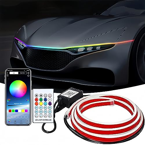 Car led Hood Lights,Multicolor 120modes (59/70 Inch) 12V, led Lights for car,silverholder Dynamic car Hood led Strip,led car Lights,Lights for car,led Strip Lights for Cars