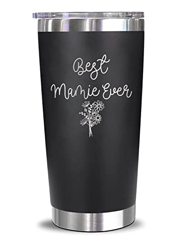 GreenStar Gifts Best Mamie Ever Tumbler - Floral Mamie Mug - Mamie Mug - Gift For Mamie - Mother's Day Gift - Mamie Coffee Mug - Stainless Steel Tumbler 20Oz, Black