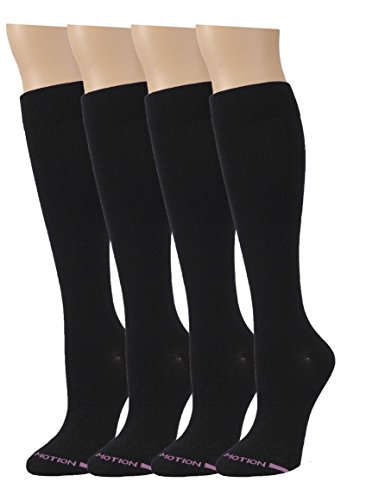 4 Pairs Dr. Motion Graduated Compression Knee-hi Women's Socks (Black)
