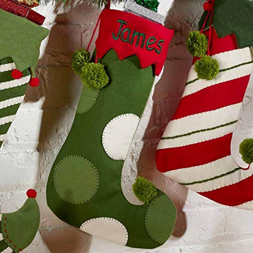 DIBSIES Personalized Whimsical Jester Stocking (Green Dots)