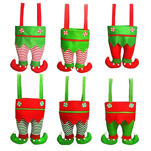 Honeystore Christmas Elf Boots Candy Cookie Gift Bag Sack Stocking Filler Xmas Party Decoration Sack-Pack of 6