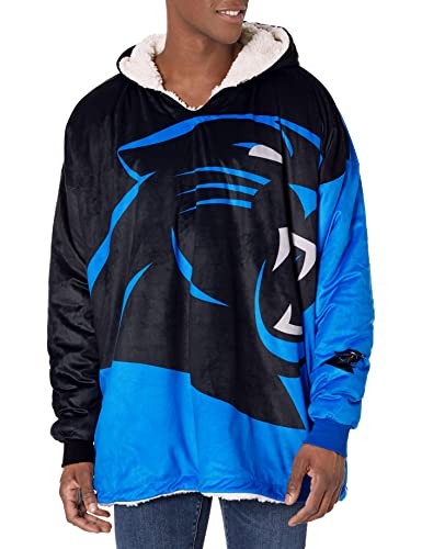 FOCO NFL Carolina Panthers Unisex Reversible Oversized Sherpa Hoodie Sweatshirt Colorblock Hoodeez One Size (HDONFSMURBUSQVC)