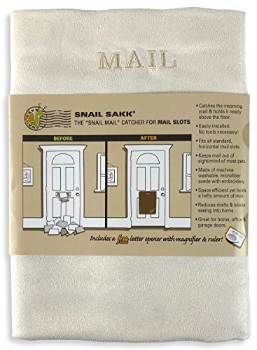 SNAIL SAKK: Mail Catcher for Mail Slots - Cream. No More Mail on The Floor! Reduces drafts, Protects Privacy, and More. No Tools or Screws Needed. for Home, Office, and Garage Doors. (Basket, Bag)