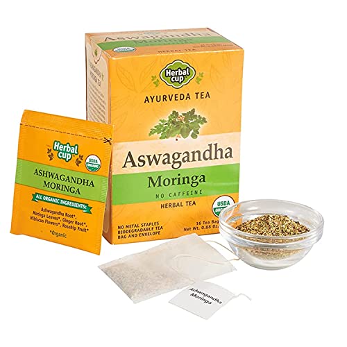 Herbal Cup Ashwagandha Tea, Organic Moringa Tea, No Caffeine Herbal Teas (Organic Moringa, 16 Count (Pack of 1))