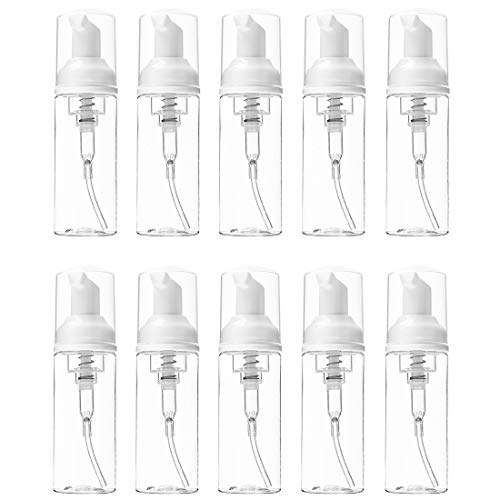 Foam Pump Bottle 10 Pcs 2oz Foaming Soap Pump Dispenser & BPA Free for Cleaning, Travel, Cosmetics Packaging, Hand Soap Foaming, Wash EyelashesShampoo