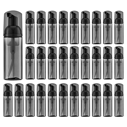 Tekson 30PCS Soap Foam Bottle (2 oz), Empty Travel Foaming Lash Shampoo for Cleanser, Dispenser (Black)