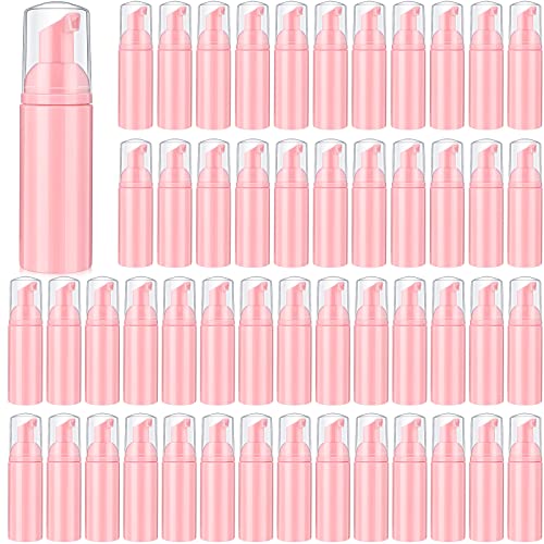70 Pcs 2 oz Plastic Foam Soap Dispensers Refillable Lash Shampoo Bottles with Pump Mini Eyelash Cleaning Foam Bottle Dispenser for Refillable Travel Cosmetics (Pink)