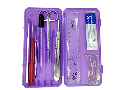 DR Instruments Precision Plus Dissection Kit - 24-Piece Biology Kit - 9 Stainless Steel Instruments - Extra Blades & T-Pins - Biology Students & Faculty  Assorted Color Cases