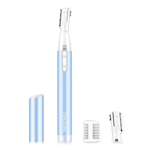 Funstant Eyebrow Trimmer, Precision Electric Eyebrow Razor for Women Battery-Operated Facial Hair Remover with Comb No Pulling Sensation Painless for Face Chin Neck, Upper-Lip, Peach-Fuzz