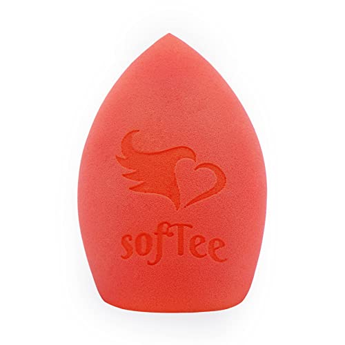 SofTee Makeup Sponge Blender XL - Vegan, Cruelty Free, Latex-Free Makeup Blender Beauty Sponge for Face and Body - Flawless for Blush Cream, Liquid Foundation and Powder Application (1Pc, Red)