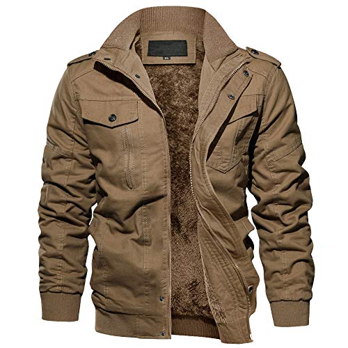 EKLENTSON Mens Winter Jacket Thermal Jacket Fleece Jacket Men Winter Coat Men Military Jacket Multi Pockets Utility Hiking Jacket Men