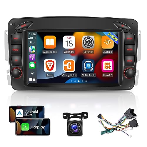 Car Radio for Mercedes Benz W168 W203 W209 C209 Viano Vito W639 Vaneo W170, [2G+32G] 7 inch Android Touch Screen Stereo, Apple Carplay/Android Auto/Hi-Fi/Bluetooth/WiFi + AHD Backup Camera+MIC