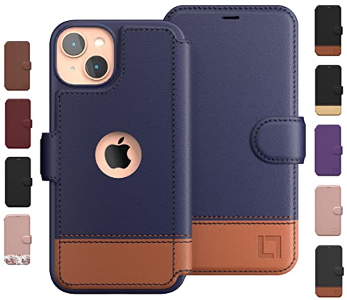 LUPA Legacy iPhone 14 Wallet Case for Women and Men, Case with Card Holder [Slim & Protective] for Apple 14 (6.1), Vegan Leather i-Phone Cover, Cute Phone Case, Blue & Brown, Desert Sky