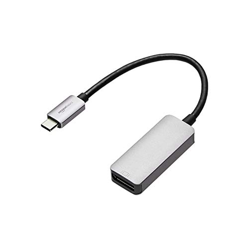 Amazon Basics Aluminium USB-C to DisplayPort Adapter (4K@60Hz), Thunderbolt 3 Compatible, Grey