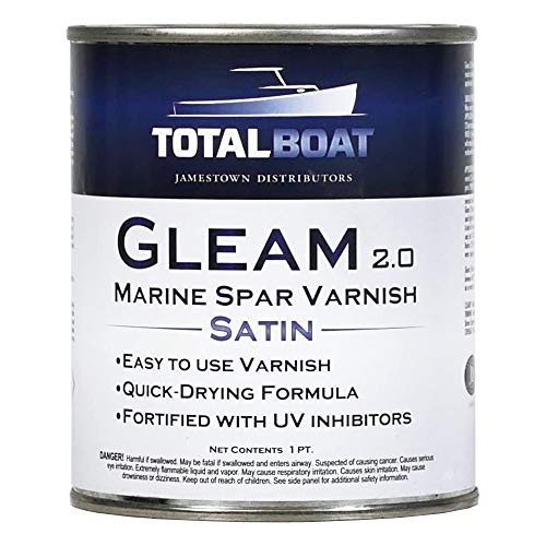 TotalBoat Gleam Marine Spar Varnish, Gloss and Satin Polyurethane Finish for Wood, Boats and Outdoor Furniture (Satin Low-Sheen Pint)