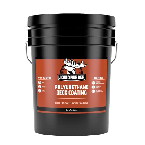 Liquid Rubber Smooth Polyurethane Deck Coating - Solar Protection Deck Sealant, Non-Toxic Multi-Surface Waterproofing Membrane, Easy to Apply, Stone Grey, 4 Gallon, 15.1 Liter