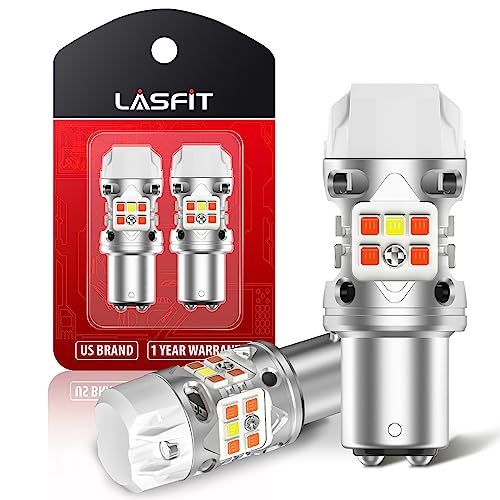 LASFIT 1157 LED Bulb Switchback Front Turn Signal Bulbs CANBUS Error Free White Amber 2023 500% Bright 4000LM 2057 2357 7528 BAY15D P21/5W DRL Parking Light Built In Resistor Anti Hyper Flash (2pcs)