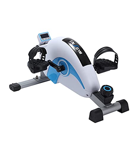 INSGYM Sitting Mini Exercise Bike - Recumbent Exercise Bikes For Home Steppers Exercise For Seniors While Sitting Under Desk Bike Exercise Equipment Hands Bike Pedal Exerciser IPE210 (Blue/White)