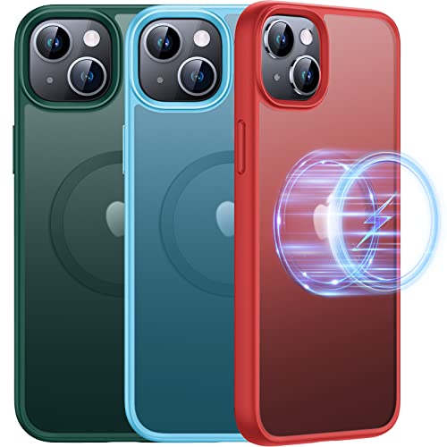 Simtect Magnetic for iPhone 15 Plus Case & iPhone 14 Plus Case[12FT Military Grade Drop Protection] [Compatible with MagSafe] Slim Protective Translucent Matte for iPhone 15 Plus Phone Case 6.7, Red