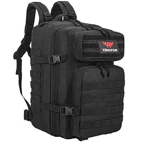 vAv YAKEDA Tactical Backpack, Large 3 Day MOLLE Pack Backpack Bug out Bag Backpack (Black)