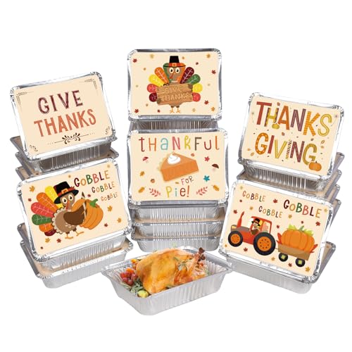 36-Pack Premium Thanksgiving Leftover Containers with Lids - Durable & Leak-Proof, 6.1"W X 8.2"L X 1.8"H,Thanksgiving Aluminum Foil Containers Perfect for Fall Party Leftovers & To-Go Meals