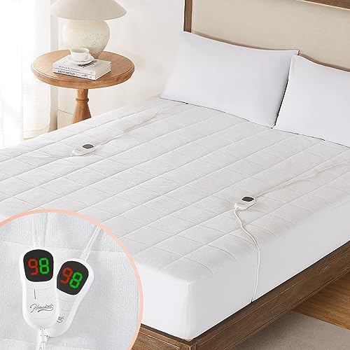 Homemate Heated Mattress Pad King Size for Cold Sleepers, 5 Heated Setting Coral Fleece Electric Mattress Pad King, Bed Warmer with Dual Controller & Auto Off 10 Hours, Fit Up to 21 Inch, 80"x78"
