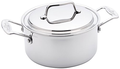 USA Pan Cookware 5-Ply Stainless Steel 3 Quart Stock Pot with Cover, Oven and Dishwasher Safe, Made in the USA, Silver