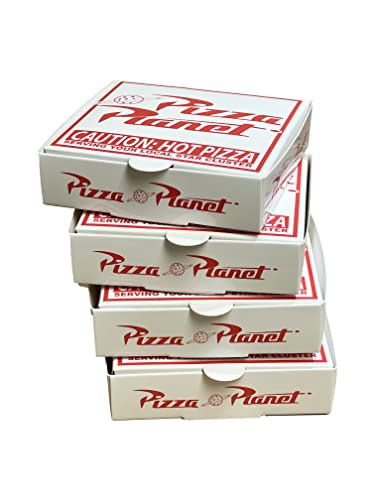 Pizza Planet Boxes (4 inch) Pack of 8, White, Red