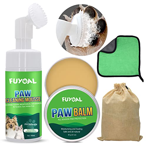 FUYOAL Dog Paw Cleaner,Dog Paw Balm,Dog Paw Protector for Dogs Large Medium Small XL Breed w/Moisturizer for Cat Hot Pavement Treatment,No-Rinse Foaming Cleanser for Pet Foot Washer Care