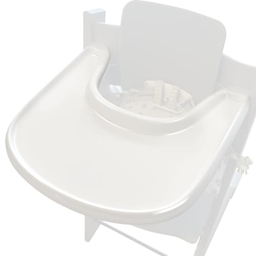 LuQiBabe Baby High Chair Tray Compatible with Stokke Tripp Trapp Chair with Smooth Surface and Strong Suction Power - Made with Food-Safe Plastic (BPA BPS BPF Lead and Phthalate Free) - White