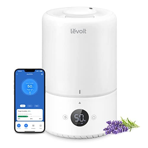 LEVOIT Smart Cool Mist Top Fill Humidifiers for Bedroom with Sensor, Auto Humidity Setting , APP & Voice Control, Essential Oil Diffuser, Ultra Quiet Operation, Super Easy Top Fill, 3L, White