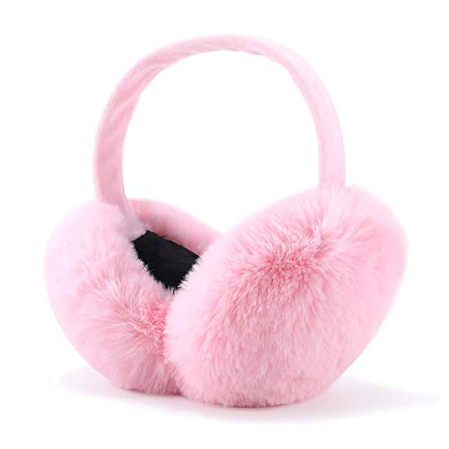LCXSHYE Winter Ear muffs Faux Fur Warm Earmuffs Cute Foldable Outdoor Ear Warmers For Women Girls (Pink-1)