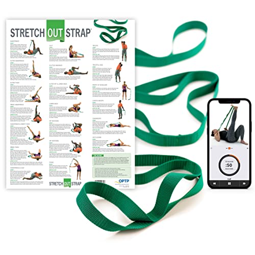 The Original Stretch Out Strap with Exercise Poster  Made in The USA by OPTP  Stretching Strap and Yoga Strap for Stretching, Physical Therapy Exercise and Flexibility