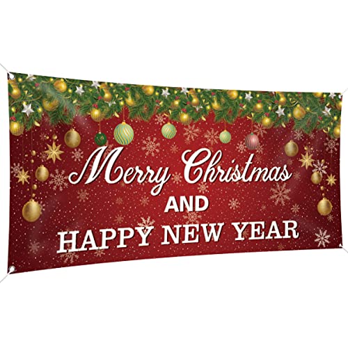 PARSUP Christmas Garage Door Banner, 13ft x 6ft Merry Christmas Garage Cover Large Xmas Party Background Decoration for Photography, Holiday Photo Booth Props Outdoor Hanging Decor for Winter Supply