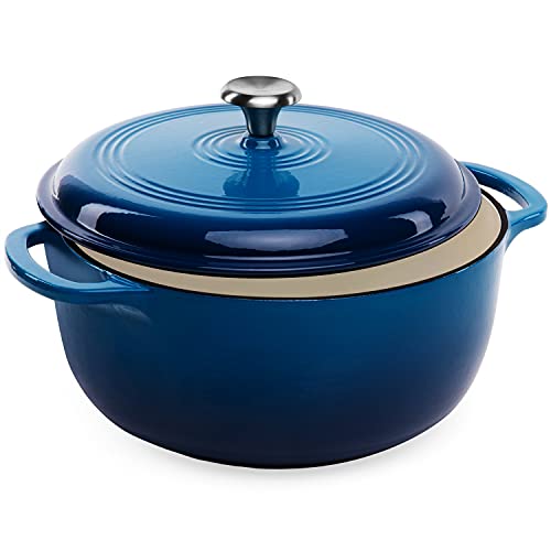 Best Choice Products 6qt Ceramic Non-Stick Heavy-Duty Cast Iron Dutch Oven w/Enamel Coating, Side Handles for Baking, Roasting, Braising, Gas, Electric, Induction, Oven Compatible, Blue