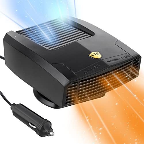 2023 Upgrade Car Heater,12V 150W Portable Windshield Defroster 2-in-1 Heating/Cooling Fan with Plug-in Cigarette Lighter Fast Heating Defogger 360 Rotary Base for Car Truck SUV RV Trailer