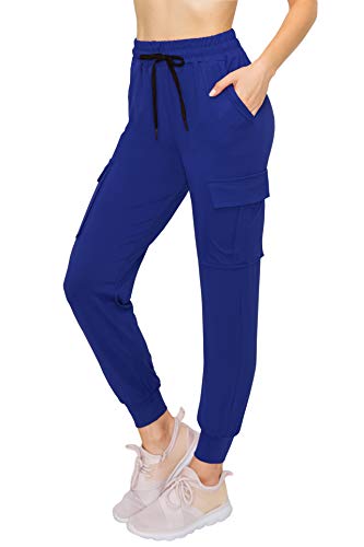 ALWAYS Women's Cargo Joggers Pants - Buttery Soft Comfy Casual Lounge Sweatpants for Women with Pockets Royal Blue S