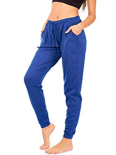 DEAR SPARKLE Jogger with Pockets for Women Drawstring Lightweight Sweats Yoga Lounge Pants + Plus Size (P7) (Royal, Small)