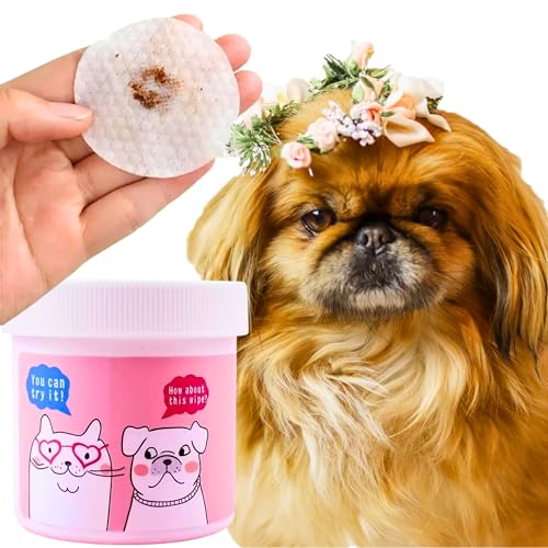 Dog Eye Wipes for Discharge and Crust, Pet Wipes Tear Stain Remover for Shih-Tzu, Yorkies, Pekingese, Pugs, Schnauzers, and Cats,120 Non-Irritant Pre-Soaked Eye Wash Pads for Dogs and Cats [120ct]