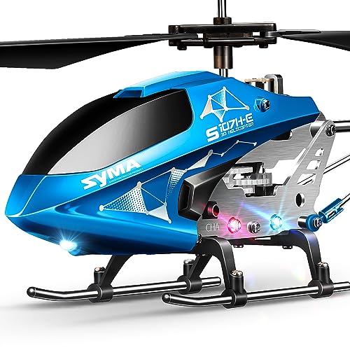 SYMA Remote Control Helicopter, S107H-E Aircraft with Altitude Hold, One Key take Off/Landing, 3.5 Channel, Gyro Stabilizer and High &Low Speed, LED Light for Indoor to Fly for Kid and Beginner Blue