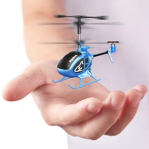 SYMA Remote Control Helicopter, 3.5 Channel RC Helicopters for Kids and Adults, Micro Indoor Aircraft with Gyro, Altitude Hold, One Key Start and Rechargeable Battery, Blue