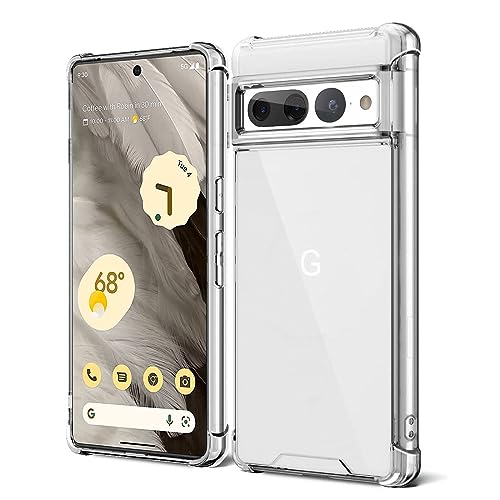 KIOMY Google Pixel 7 Pro Case Diamond Clear with Hybrid Anti Yellow Design Hard PC Back Shell with TPU Raised Bezel Shockproof Bumper Protection Ultra Transparent Slim fit and Thin Phone Cover 6.7''