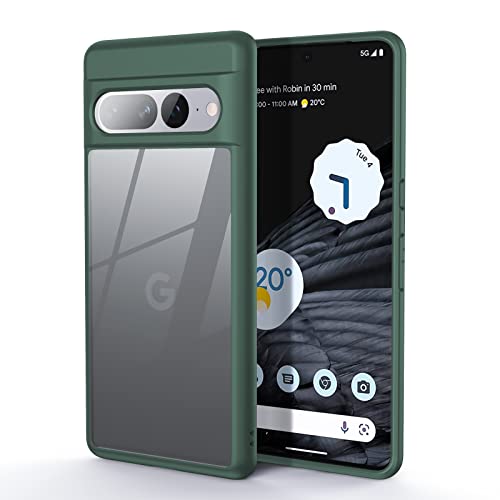 FNDMIL for Google Pixel 7 Pro Case Clear, [Slim Fit] [Anti-Yellowing] with Military Protection Soft Silicone Edge [Shockproof] Transparent Hard Back Pixel 7 Pro Phone Cases Cover 6.7, Green