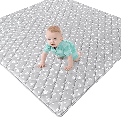 Baby Play Mat 50" X 50" Fit for TODALE Baby Playpen, Premium Foam Mat Non-Slip Cushioned Baby Playpen Mat for Playing, Grey Star