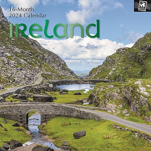 2024 Square Wall Calendar, Ireland, 16-Month Passport Collection Theme with 180 Reminder Stickers (12x12 In)